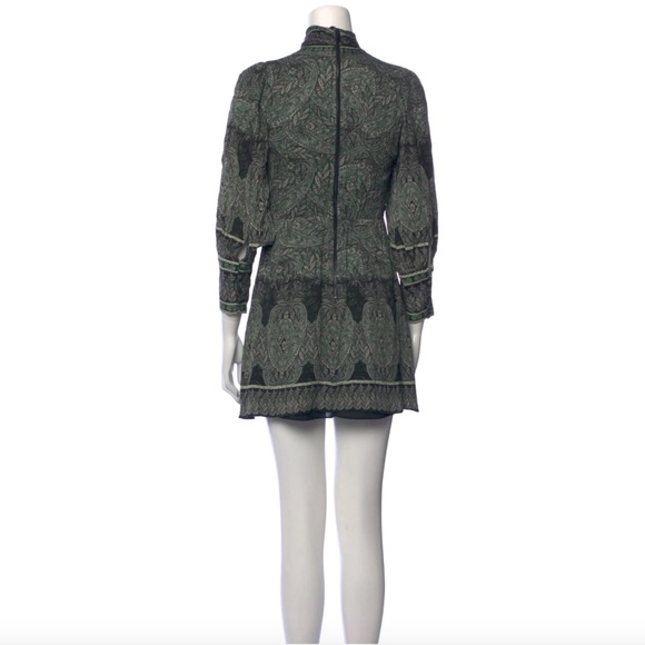 NWT $395 Alice + Olivia Tanisha Tie-Neck Mini Dress in Green Paisley - size 0! - Picture 11 of 11